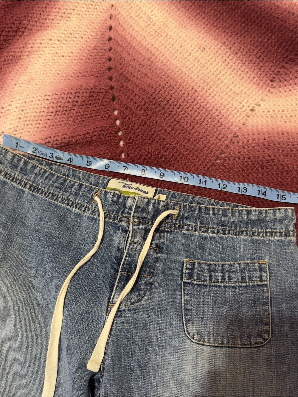 Vintage old navy Light Blue Women's Drawstring Denim Jeans - Picture 8 of 12